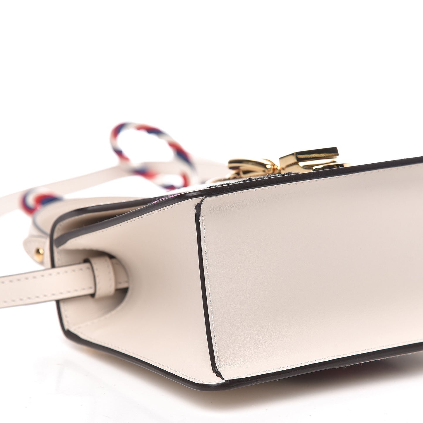 Calfskin Embroidered Mini Sylvie Top Handle Bag White