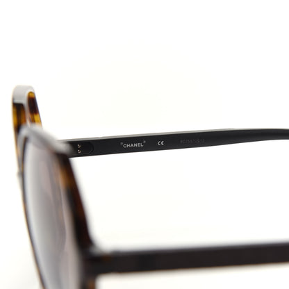 Chanel Acetate Wood Rubber Square Sunglasses 9076 Dark Tortoise 5 of 8