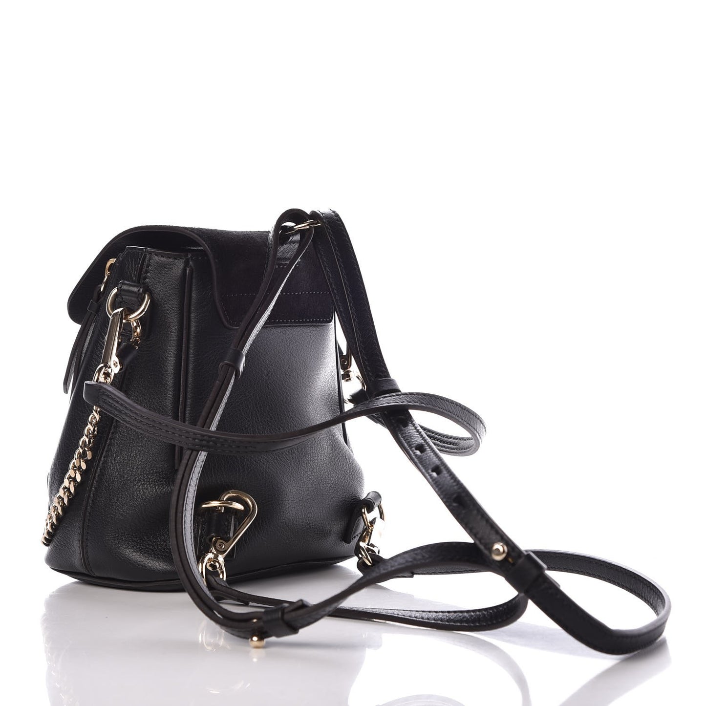 Suede Calfskin Mini Faye Backpack Black