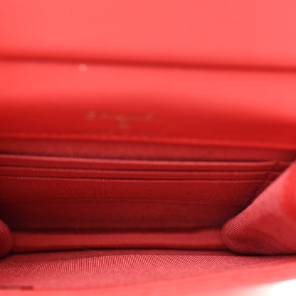 Chanel Lambskin Quilted Pearl Chain Flap Bag Red 6 of 10