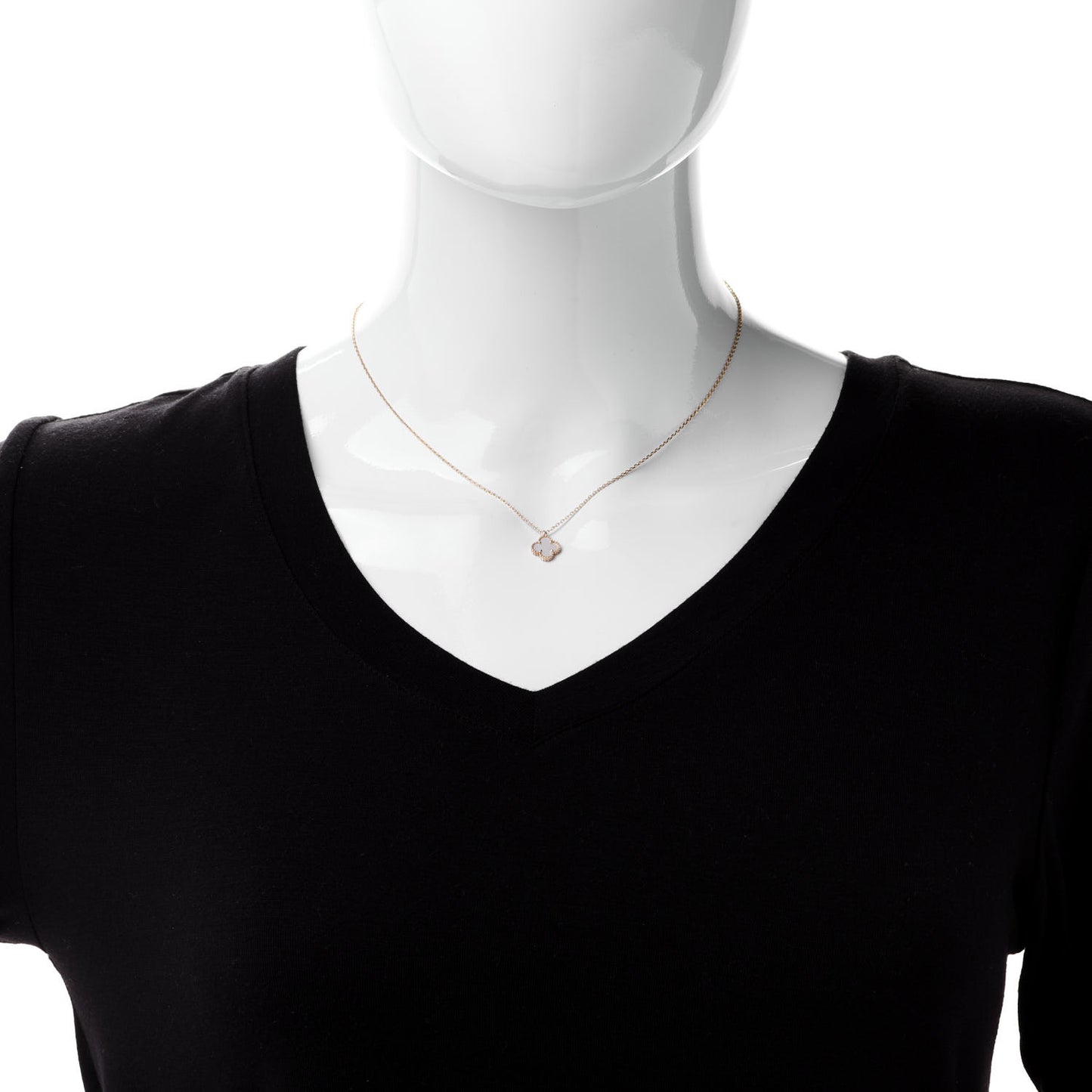 18K Yellow Gold Mother of Pearl Sweet Alhambra Pendant Necklace