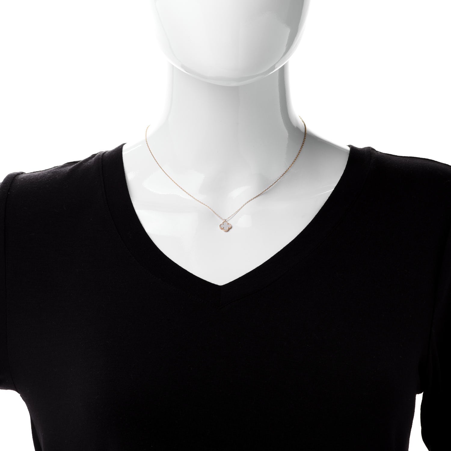 Van Cleef & Arpels 18K Yellow Gold Mother of Pearl Sweet Alhambra Pendant Necklace 2 of 6