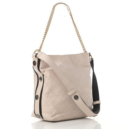 Chanel Calfskin Stitched Large Button Up Hobo Beige 3 of 16