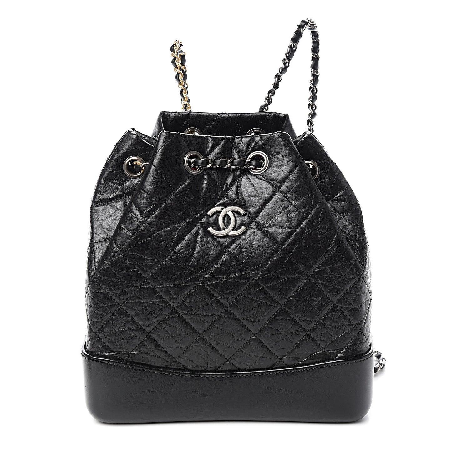 Aged Calfskin Quilted Small Gabrielle Backpack Black