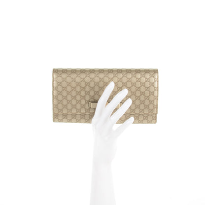 Gucci Metallic Microguccissima Bow Continental Wallet Golden Beige 2 of 7