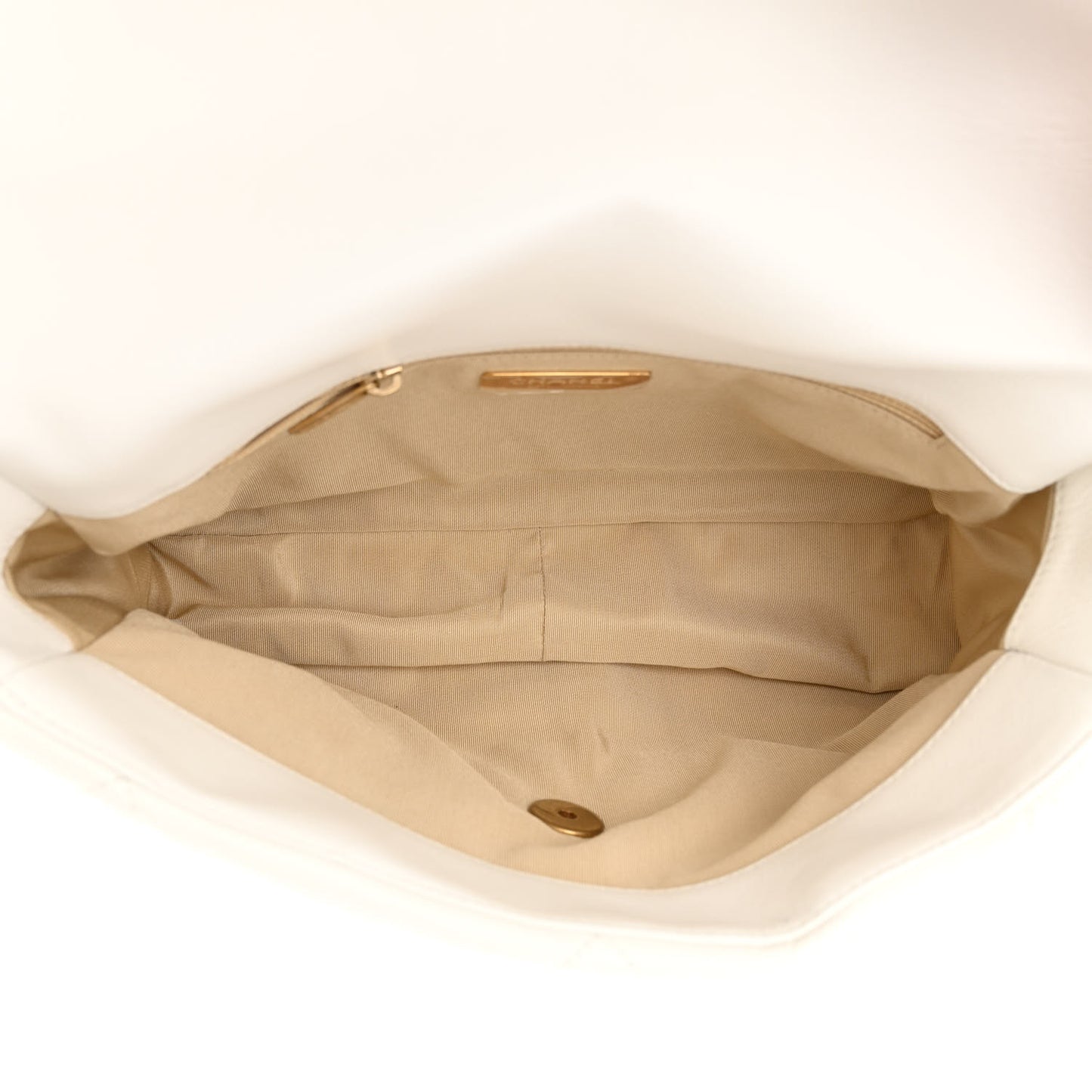 Goatskin Quilted Large Chanel 19 Flap White