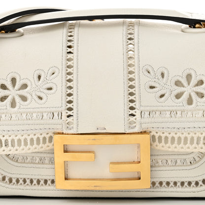Fendi Nappa Apolo Floral Embroidered Mini Chain Baguette White 8 of 12