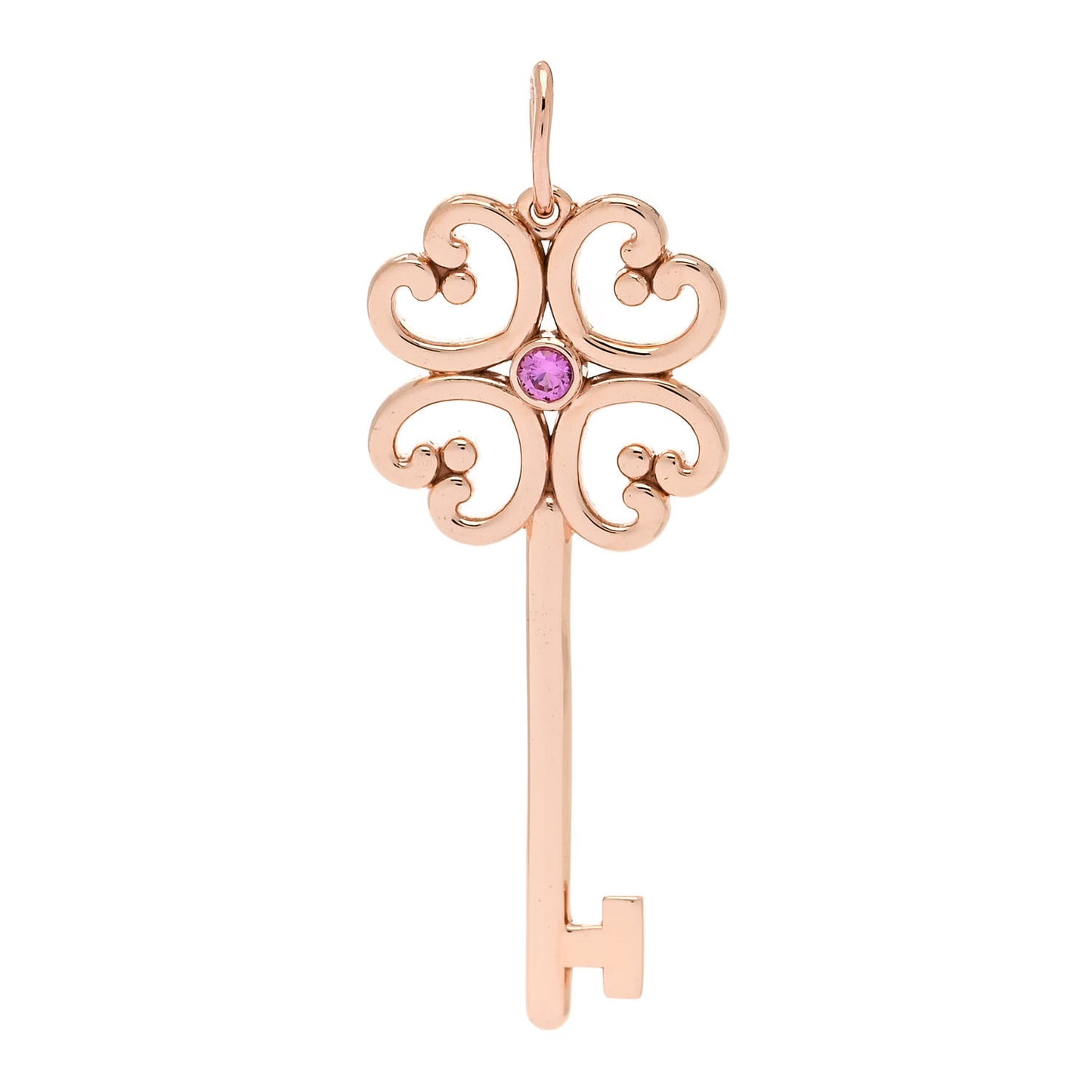 18K Rose Gold Pink Sapphire Quatra Key Pendant