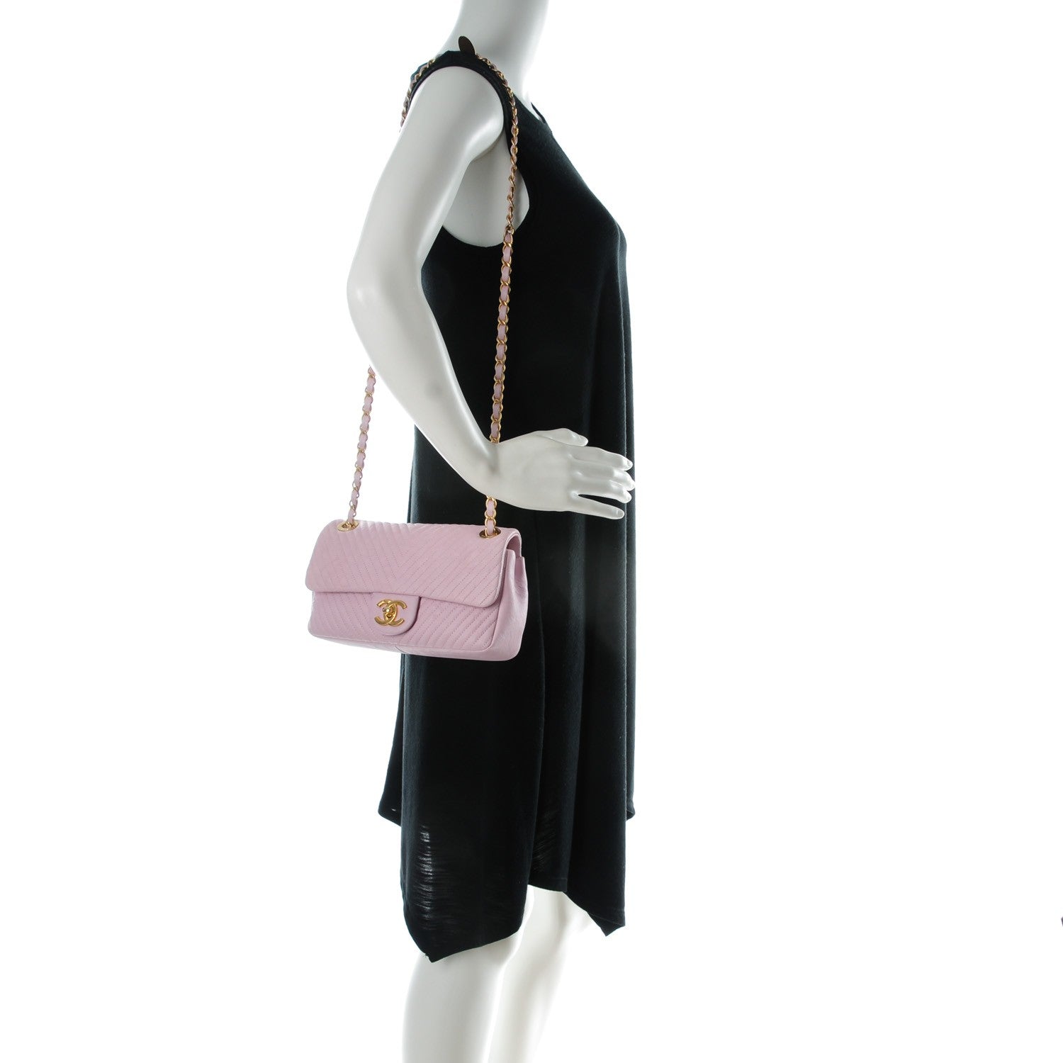 Chanel Wrinkled Lambskin Chevron Quilted Small Flap Light Pink 2 of 8