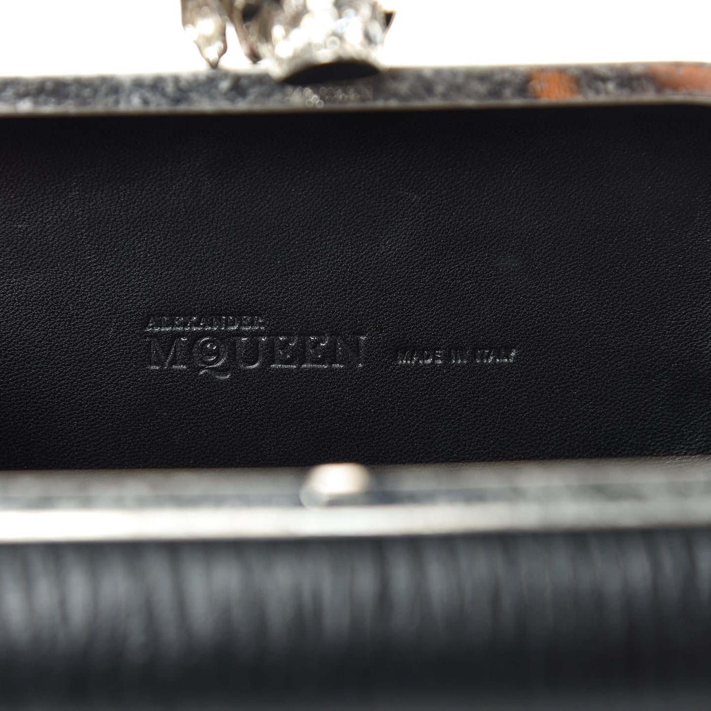Textured Lambskin Skull Box Clutch Black