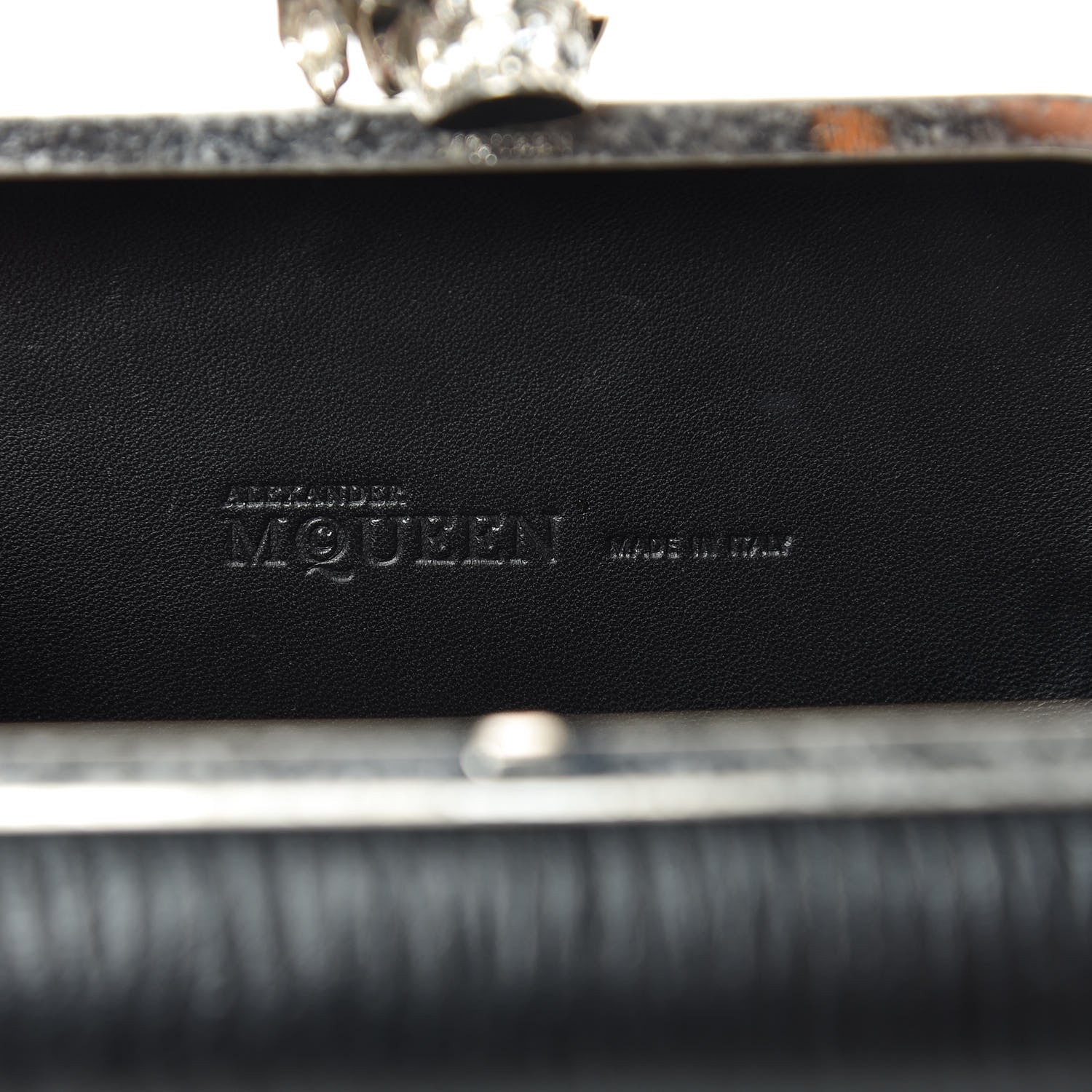 Alexander McQueen Textured Lambskin Skull Box Clutch Black 8 of 10