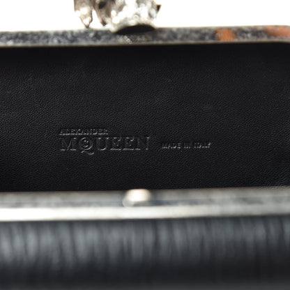 Alexander McQueen Textured Lambskin Skull Box Clutch Black 8 of 10