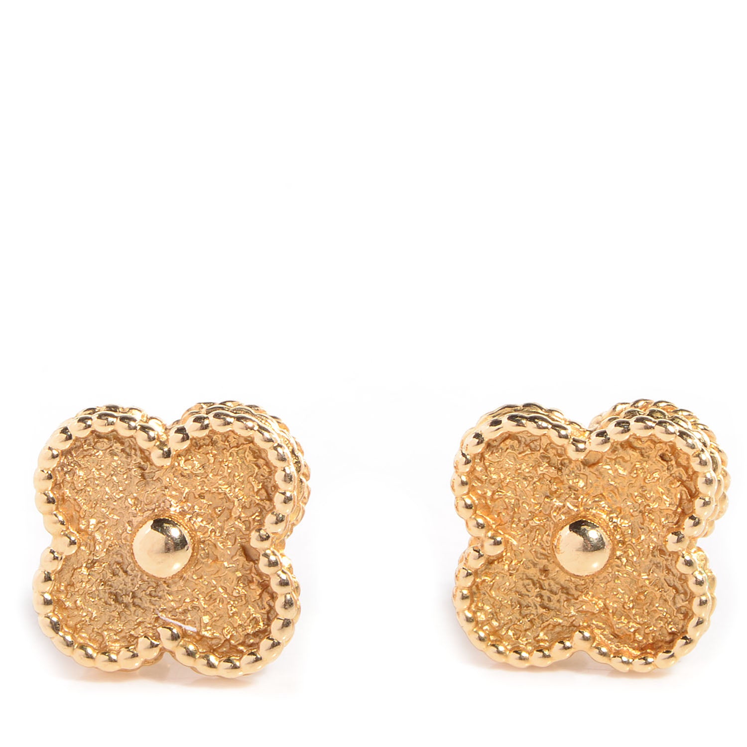 Van Cleef & Arpels 18K Yellow Gold Vintage Alhambra Earrings 1 of 6