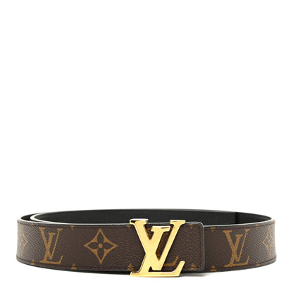 Louis Vuitton Calfskin Monogram 30mm LV Initiales Reversible Belt 85 34 Black 1 of 6