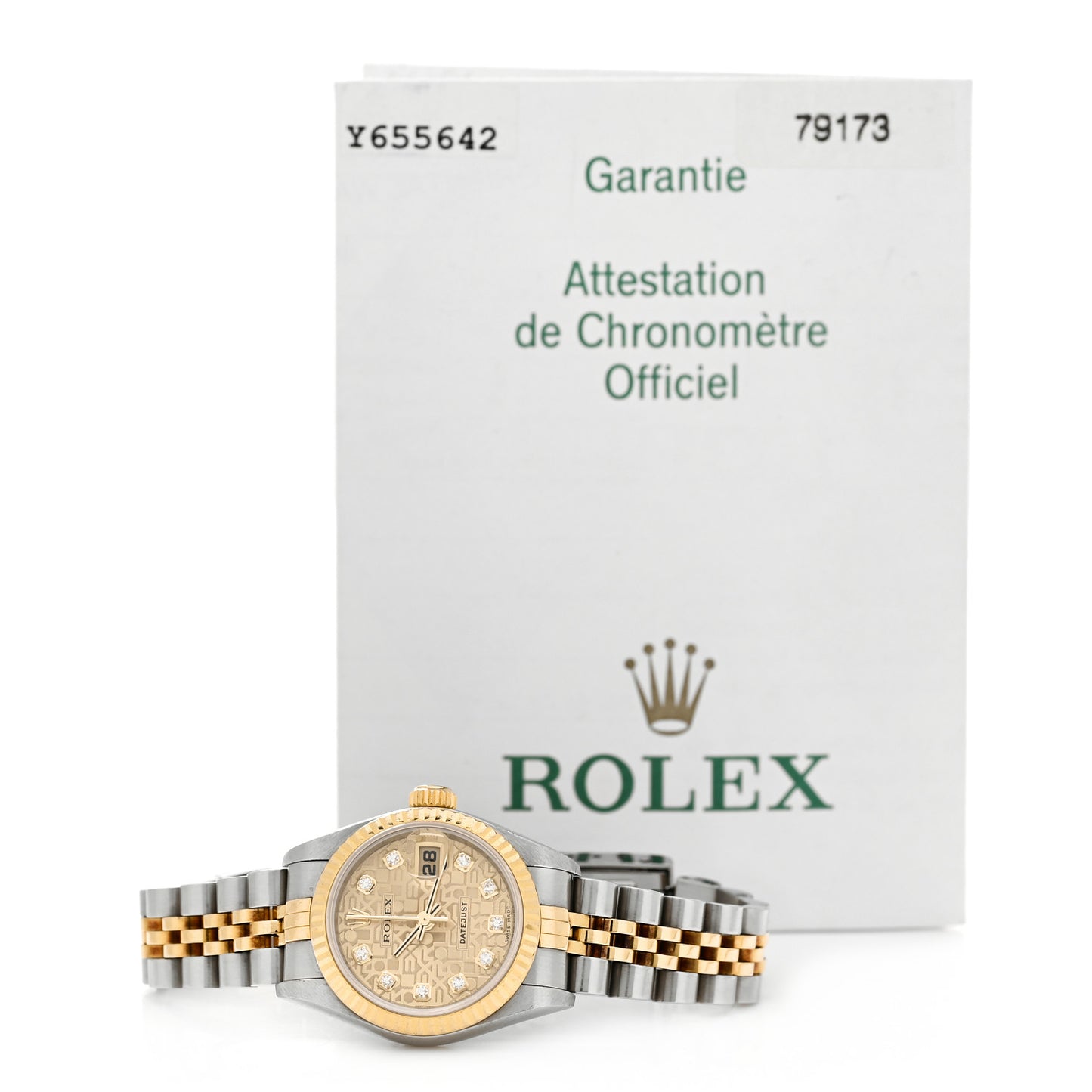 Stainless Steel 18K Yellow Gold Diamond 26mm Oyster Perpetual Datejust Watch Champagne Jubilee 79173