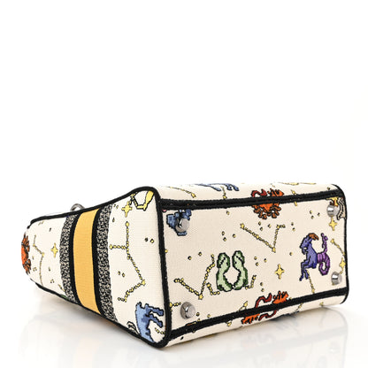 Christian Dior Canvas Pixel Zodiac Embroidered Medium Lady D-Lite Ecru Multicolor 4 of 10