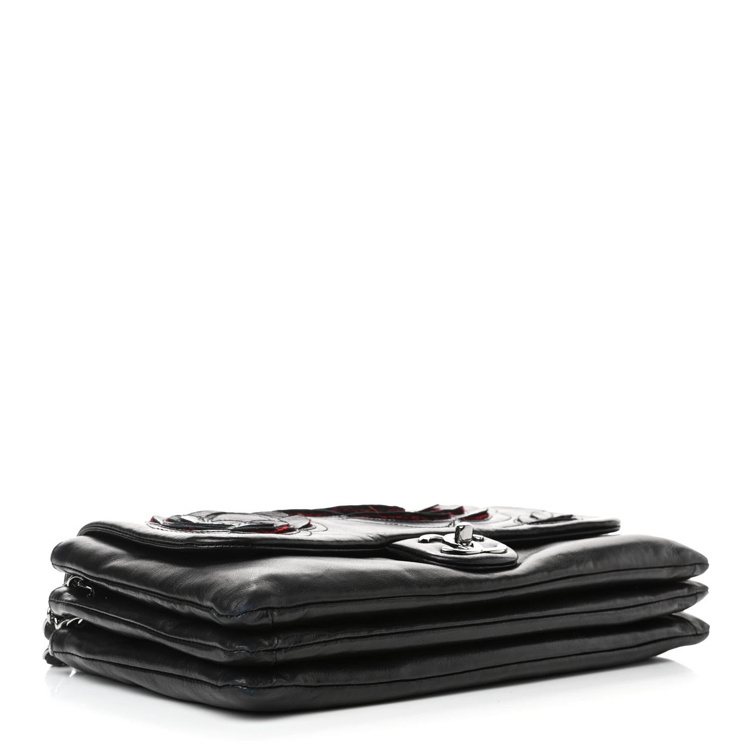Chanel Lambskin Tweed Large Camellia Petals Flap Black 4 of 14
