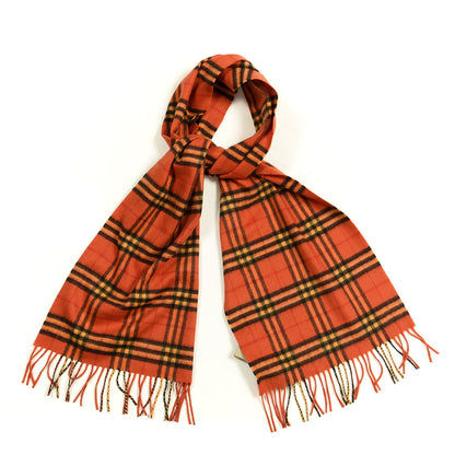 Burberry Cashmere Tonal Vintage Check Fringe Scarf Orange 1 of 4