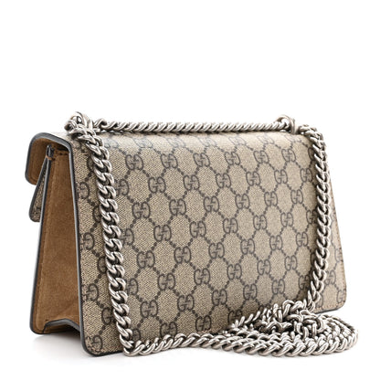 Gucci GG Supreme Monogram Suede Crystal Small Dionysus Shoulder Bag Beige Ebony Taupe 3 of 15