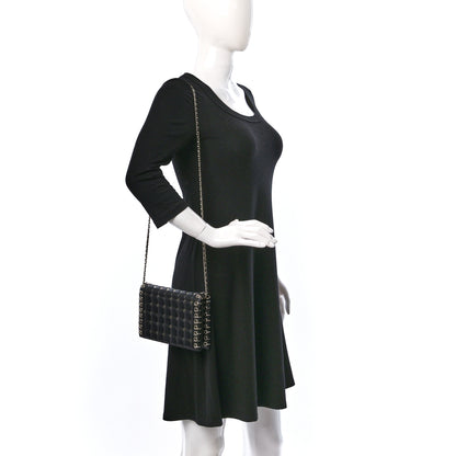 Chanel Lambskin Chocolate Bar Piercing CC Studded Small Chain Flap Bag Black 2 of 12