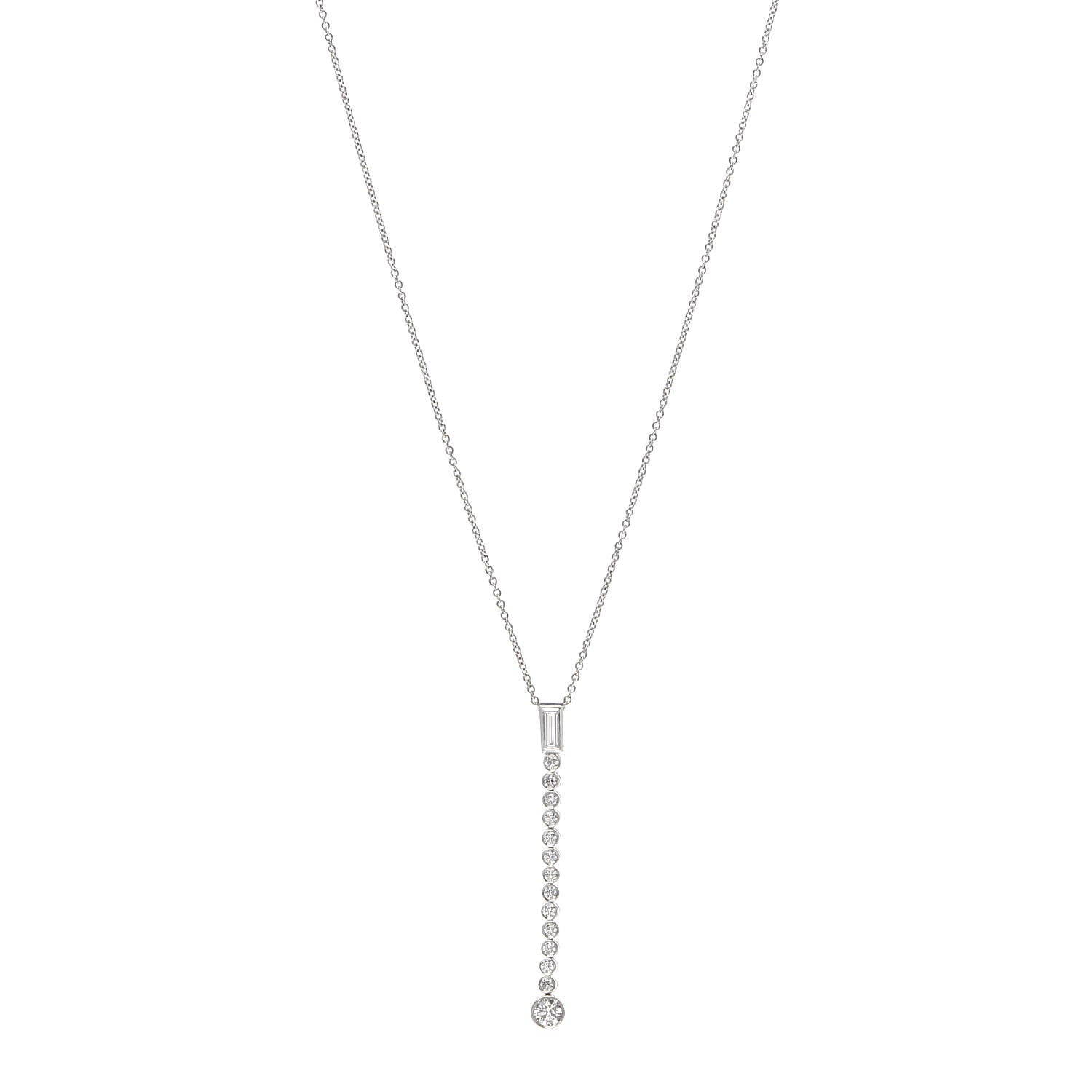 Tiffany Platinum Diamond Jazz Graduated Drop Pendant Necklace 1 of 5