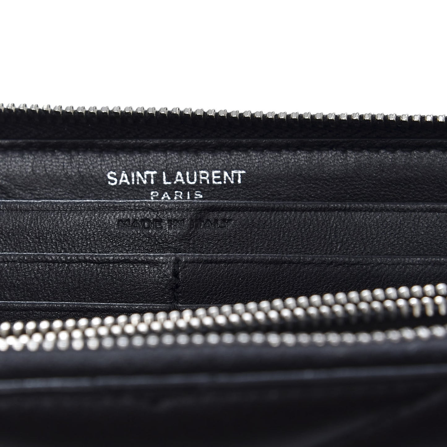 Calfskin Matelasse Chevron Monogram Zip Around Wallet Black