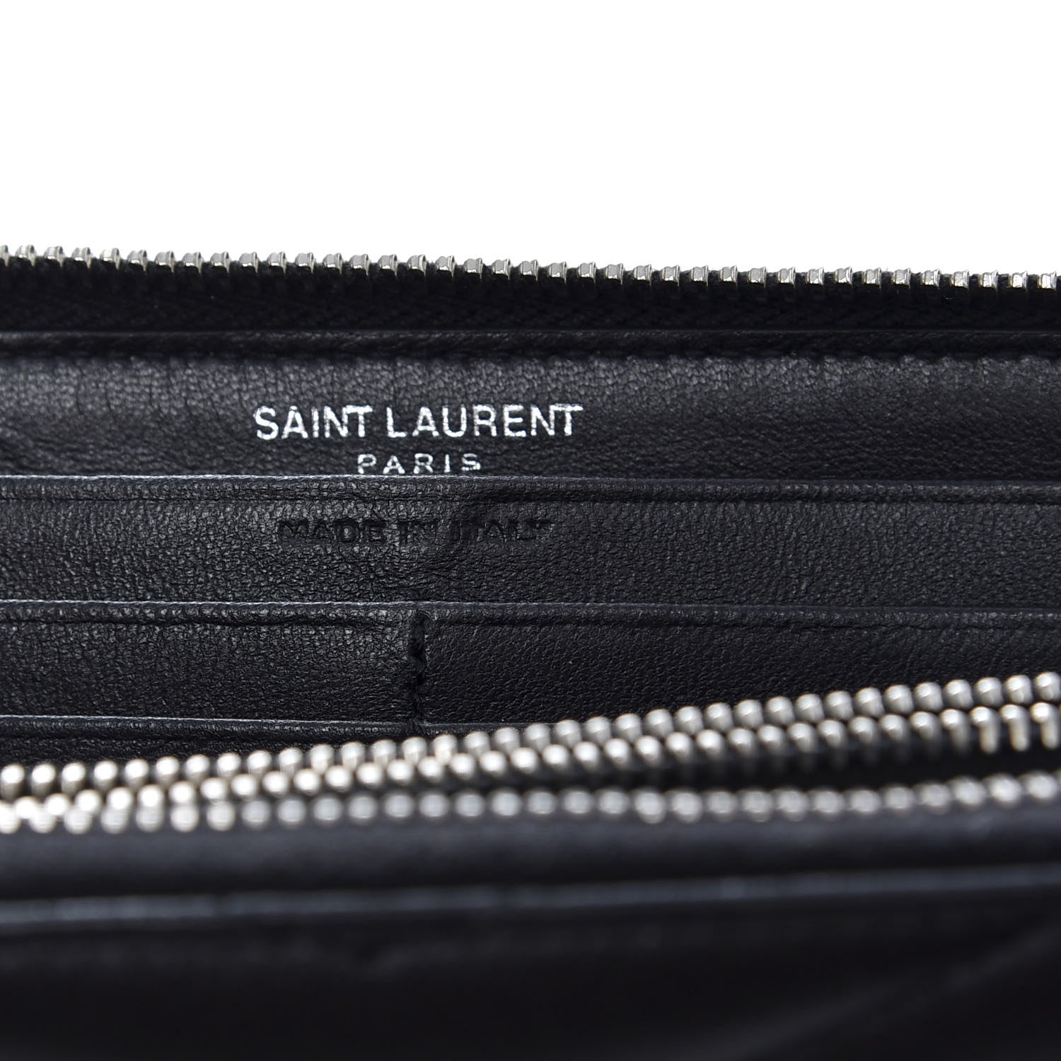 Saint Laurent Calfskin Matelasse Chevron Monogram Zip Around Wallet Black 6 of 8