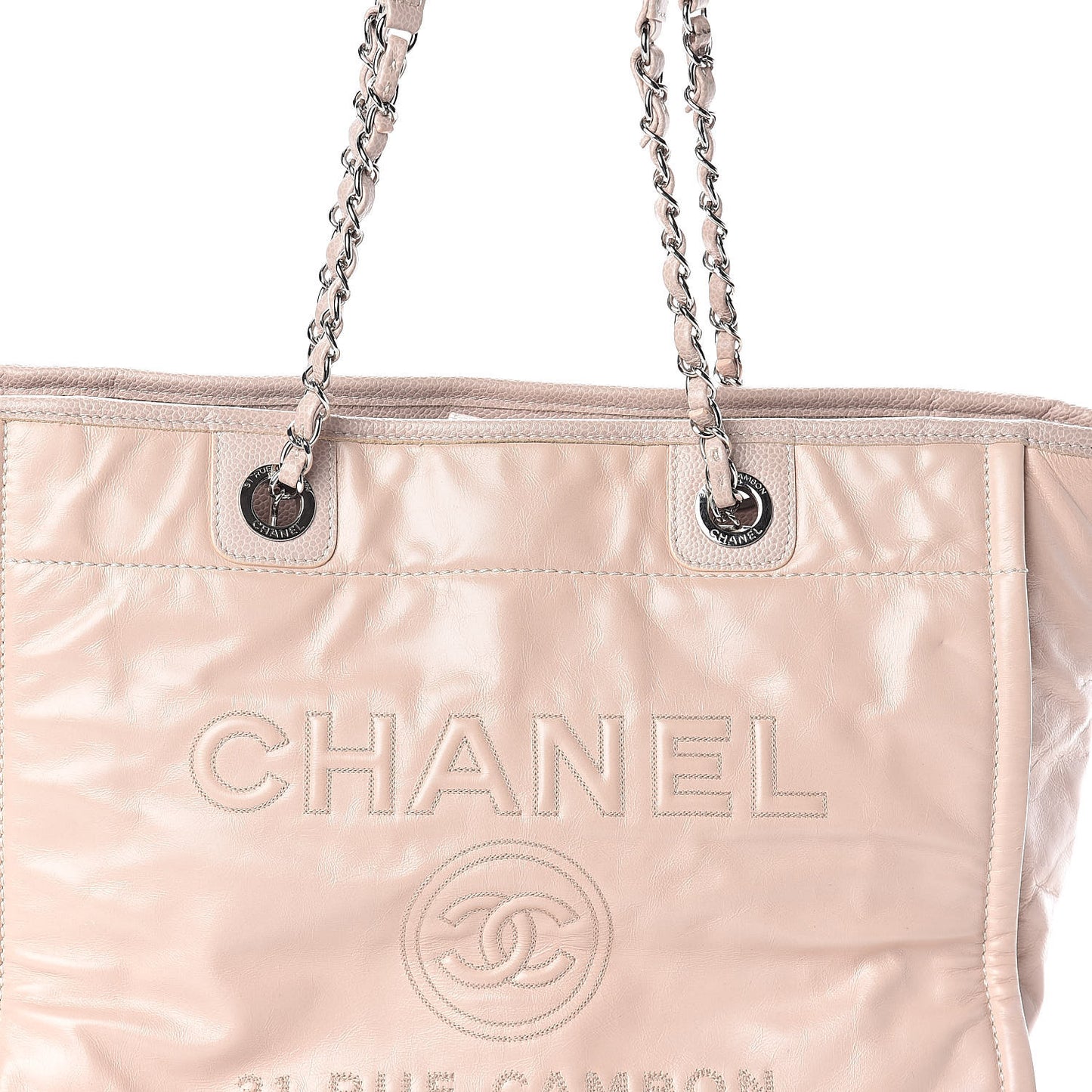 Glazed Calfskin Small Deauville Tote Light Pink