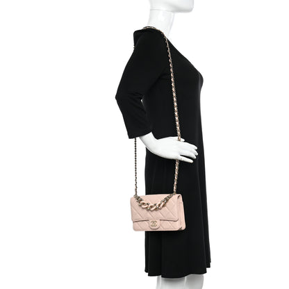 Chanel Lambskin Resin Bi-Color Quilted Wallet On Chain WOC Light Beige 2 of 13