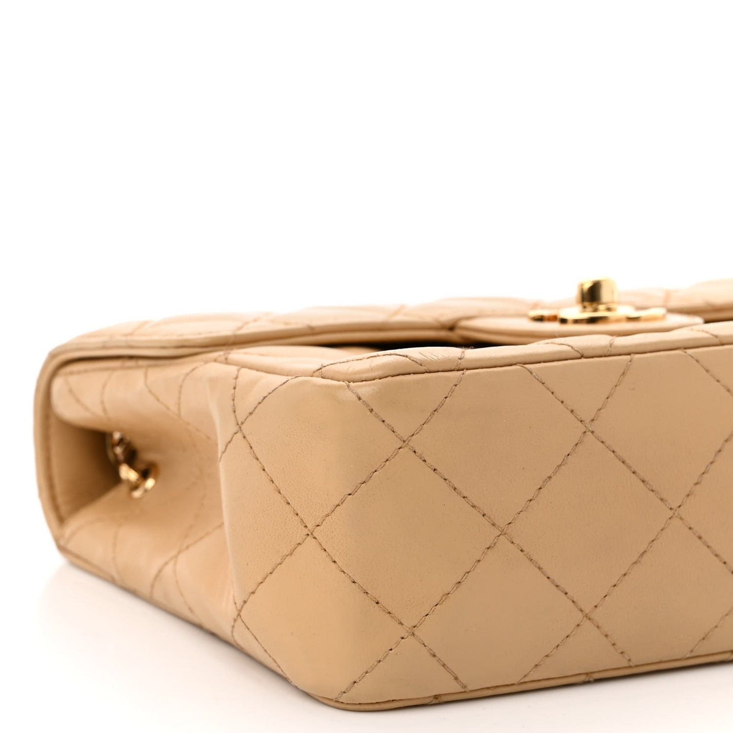 Lambskin Quilted Mini Square Flap Beige