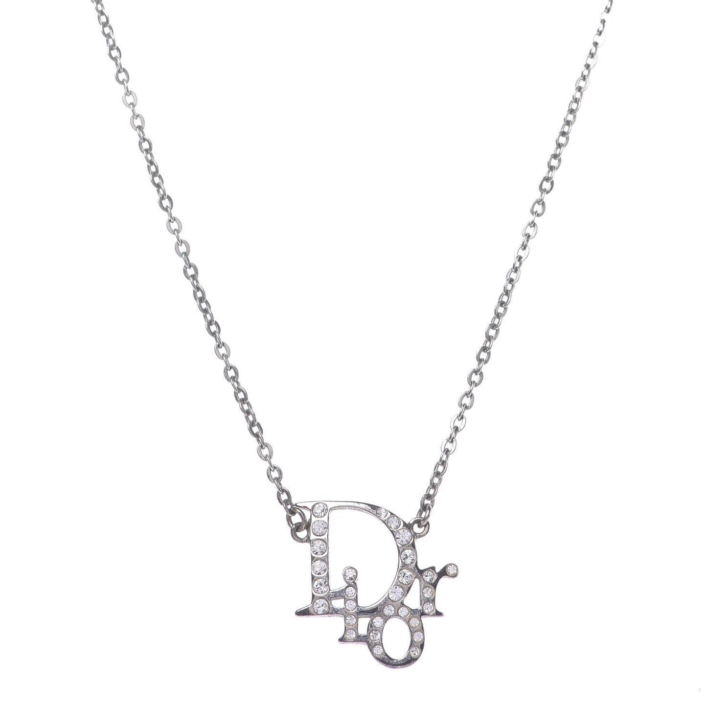 Crystal Logo Necklace Silver