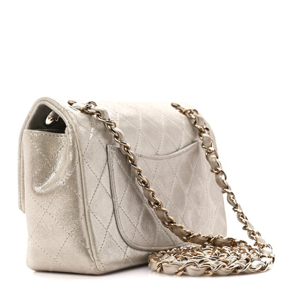 Chanel Iridescent Calfskin Quilted Mini Rectangular Flap Light Gold 3 of 11