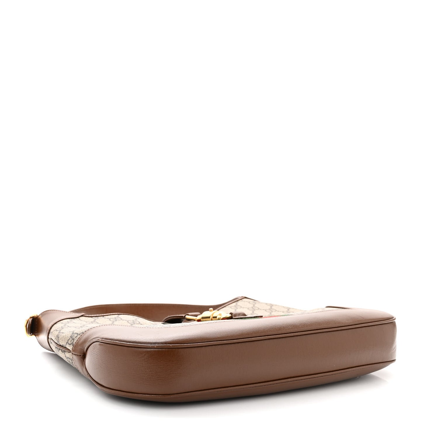 GG Supreme Monogram Azalea Calfskin Web Medium Jackie 1961 Hobo Beige Ebony Brown Sugar