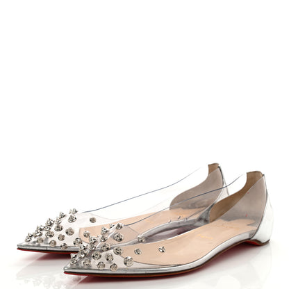 Christian Louboutin PVC Specchio Spikoo Flats 42 Silver 3 of 12