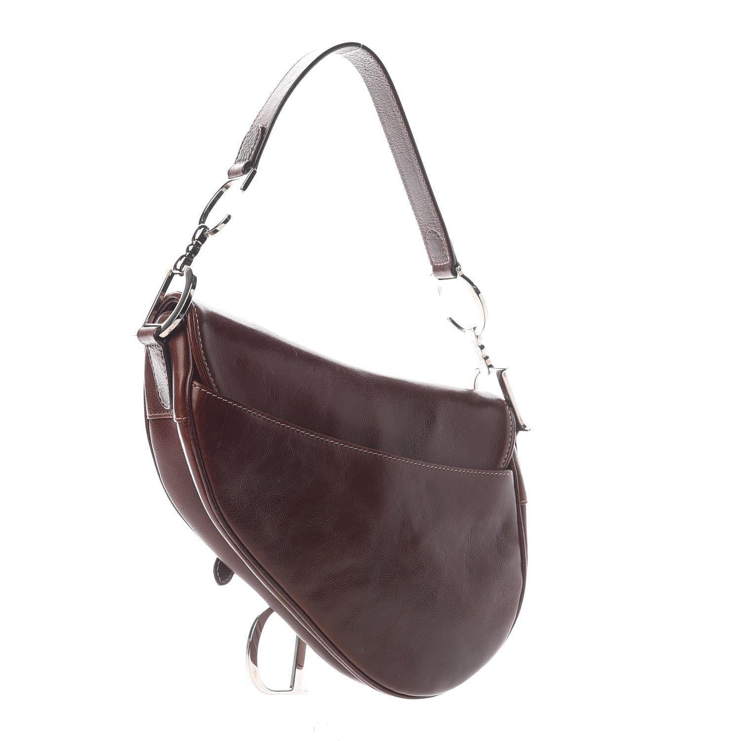 Christian Dior Calfskin Embroidered Romantic Flowers Saddle Bag Brown 3 of 9