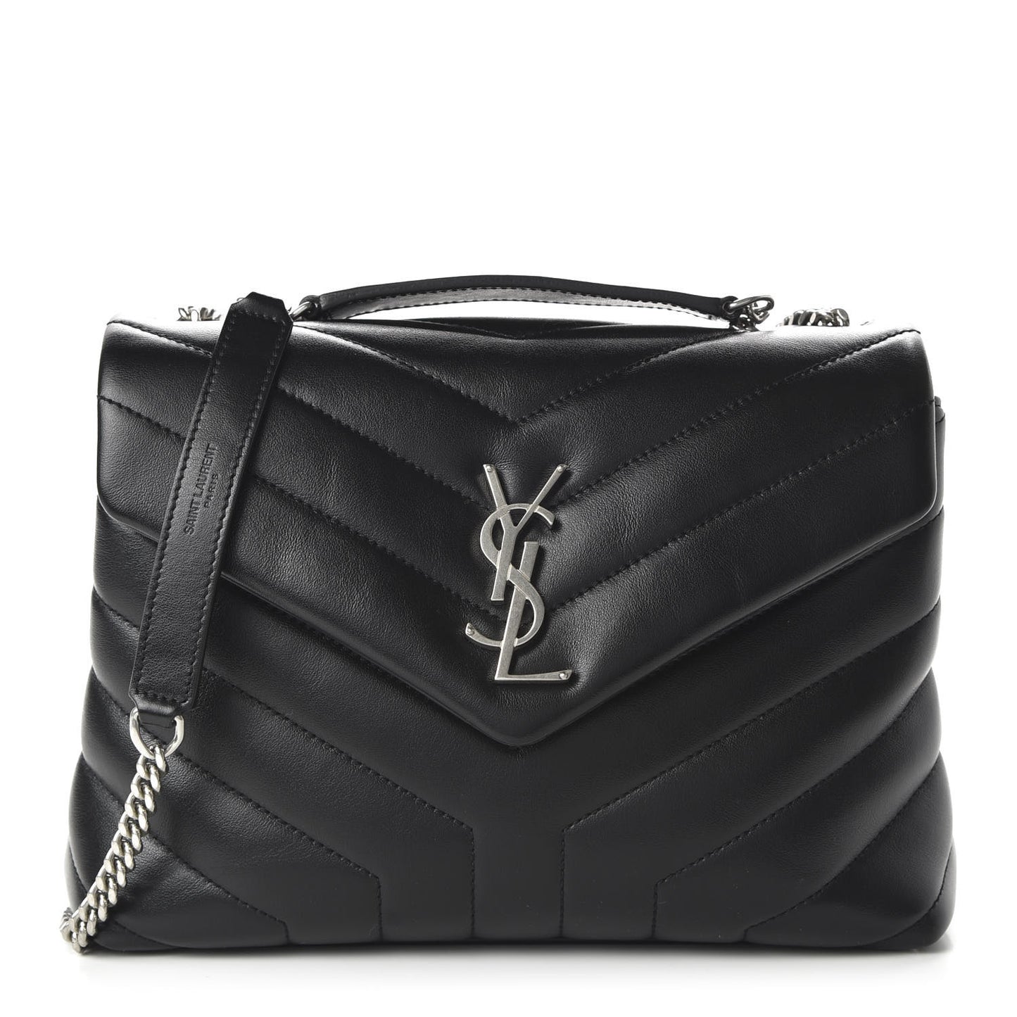 Calfskin Y Quilted Monogram Small Loulou Chain Satchel Black