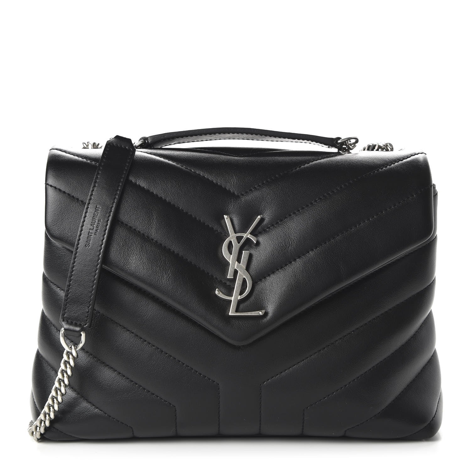 Saint Laurent Calfskin Y Quilted Monogram Small Loulou Chain Satchel Black 1 of 9