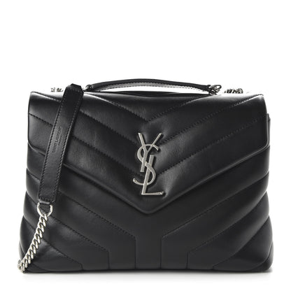 Saint Laurent Calfskin Y Quilted Monogram Small Loulou Chain Satchel Black 1 of 9