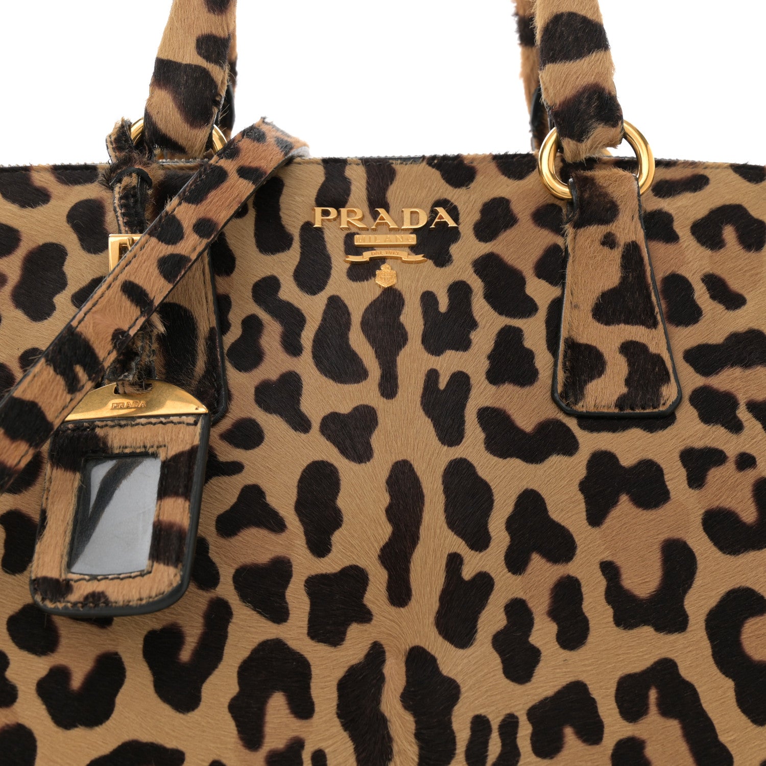 Prada Cavallino Leopard Print Medium Galleria Double Zip Tote Miele Moro 7 of 10