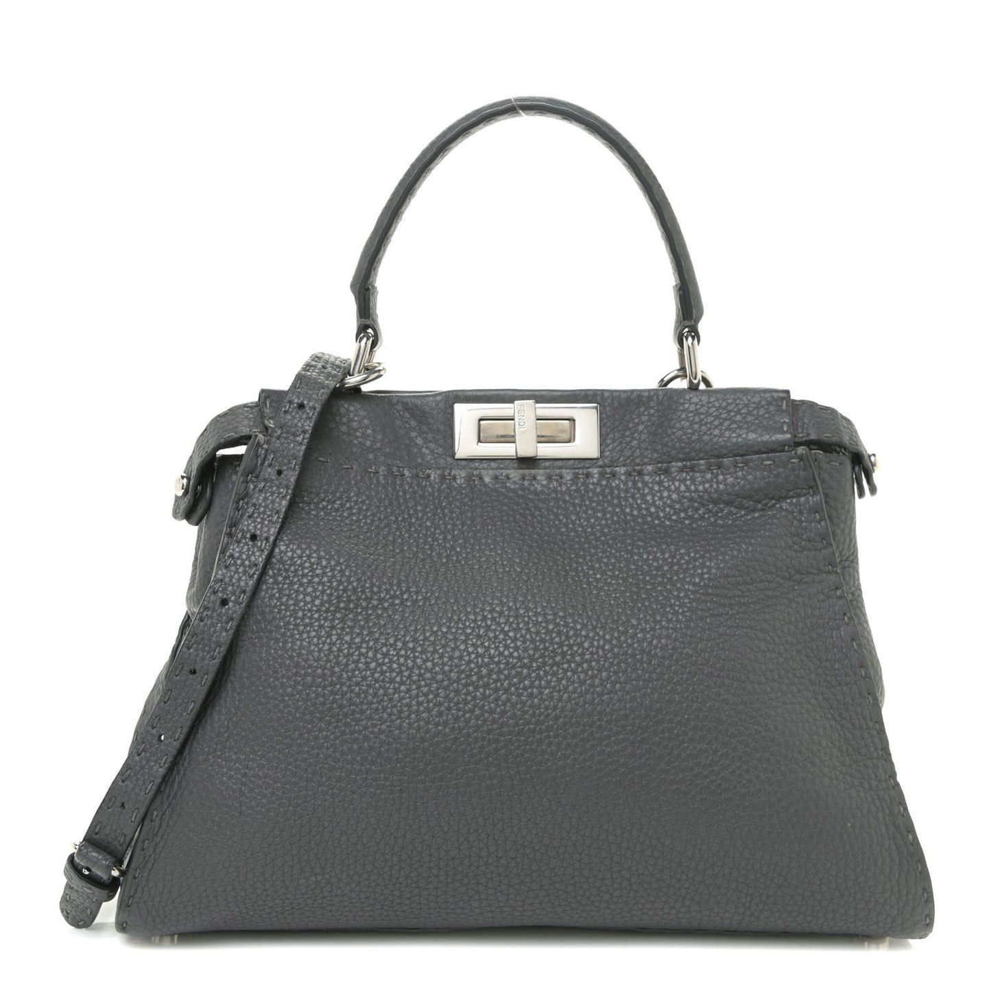 Cuoio Romano Selleria Bi-Color Medium Peekaboo Iconic Satchel Asfalto Latte