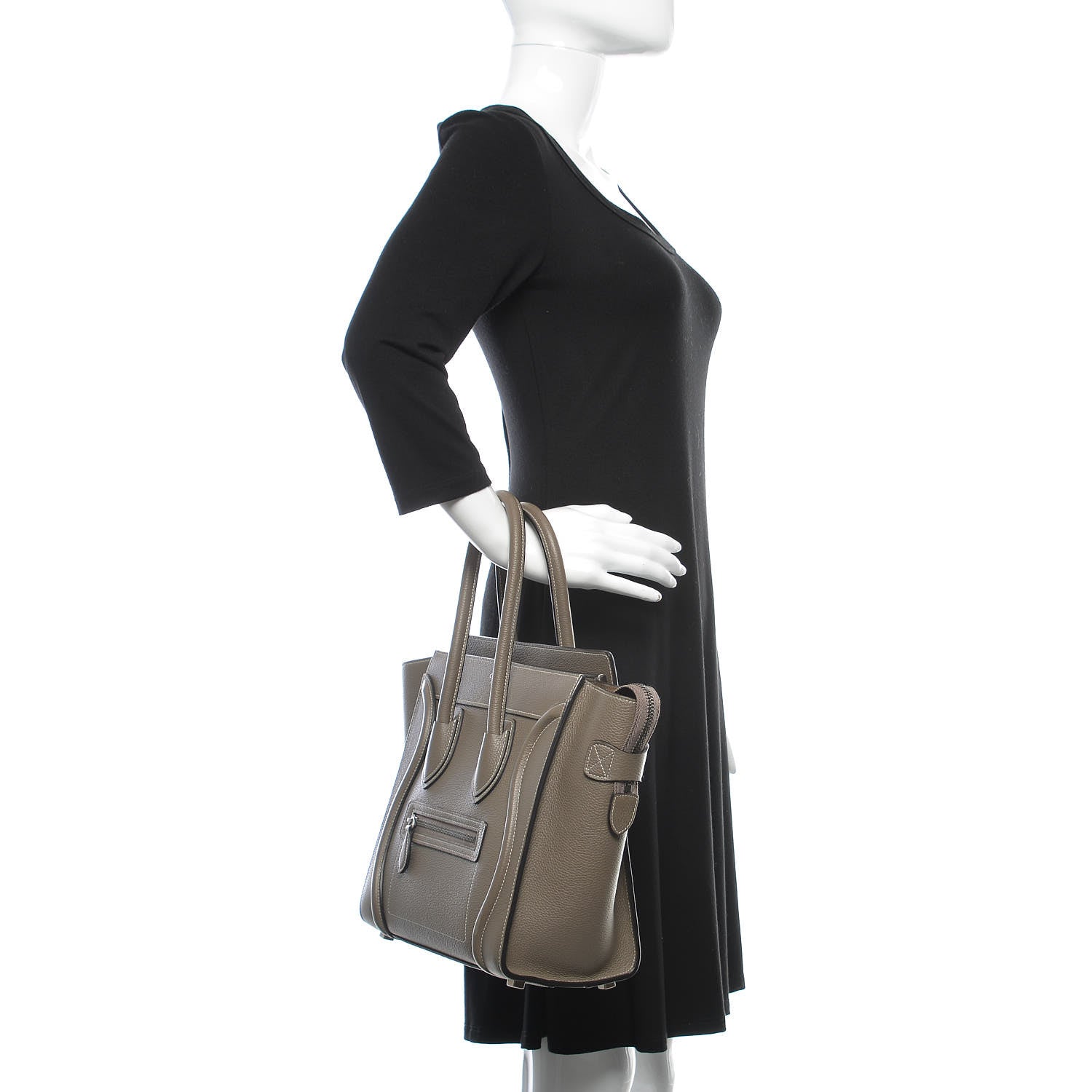 Celine Drummed Calfskin Micro Luggage Souris 2 of 8