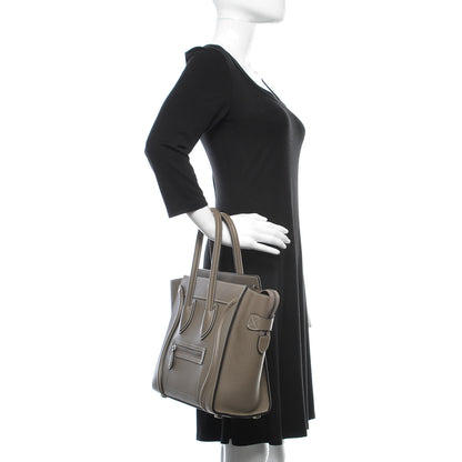 Celine Drummed Calfskin Micro Luggage Souris 2 of 8