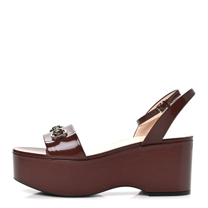 Gucci Superlight Calfskin Horsebit Platform Sandals  39 Sweet Chestnut 1 of 8