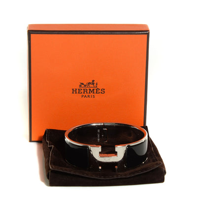 Hermes Enamel Wide Clic Clac H Bracelet PM Black 6 of 6