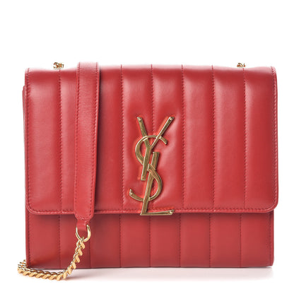 Saint Laurent Lambskin Matelasse Monogram Vicky Chain Wallet Rouge Eros 1 of 8