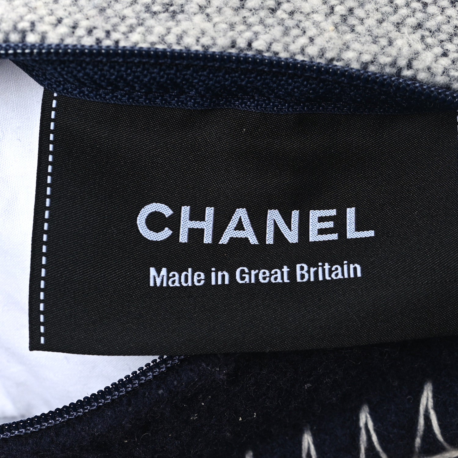 Chanel Merino Wool Cashmere CC Pillow Navy Grey 3 of 4