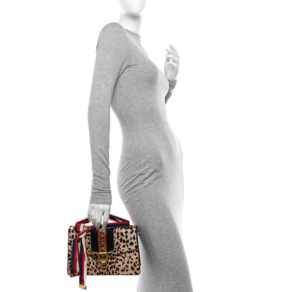 Gucci Calf Hair Leopard Print Small Sylvie Shoulder Bag Naturale Black 2 of 14