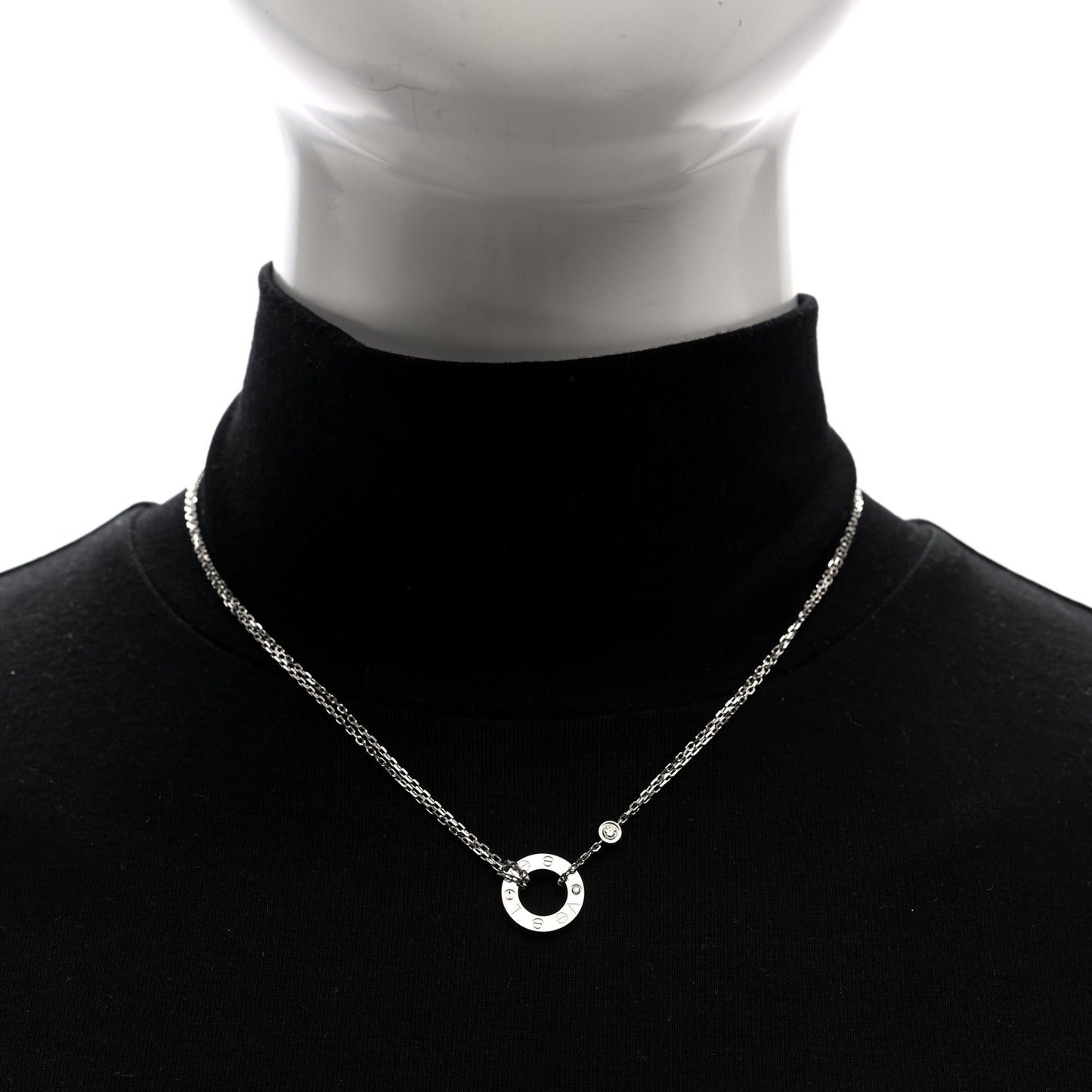 18K White Gold 2 Diamond LOVE Necklace