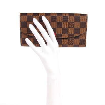 Louis Vuitton Damier Ebene Emilie Wallet Red 2 of 7