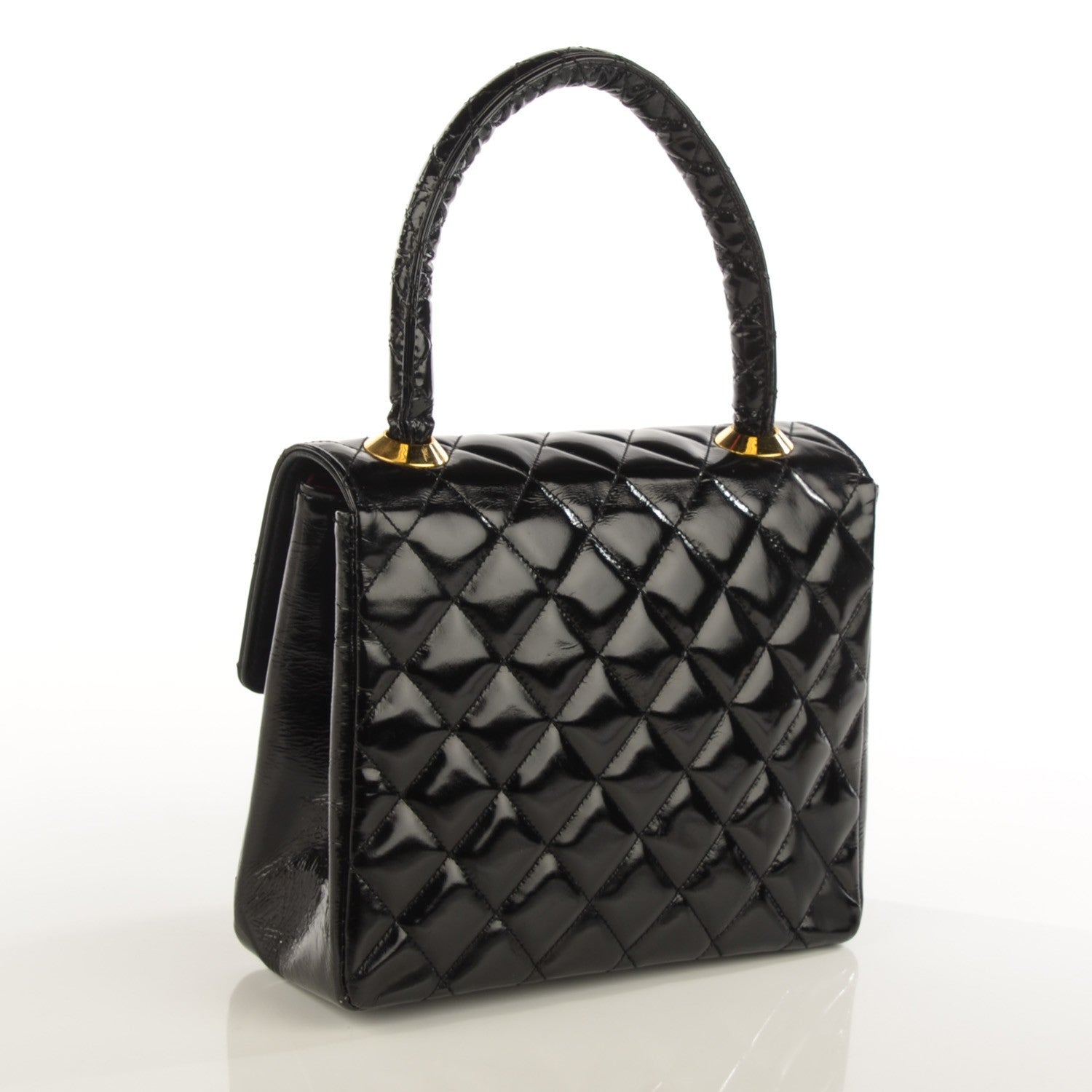 Chanel Patent Quilted Medium Kelly Flap Bag Black 3 of 9